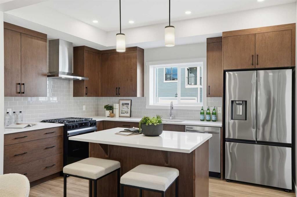 72 Buffaloberry Manor Se, Calgary, AB - Indoor Photo Showing Kitchen With Upgraded Kitchen