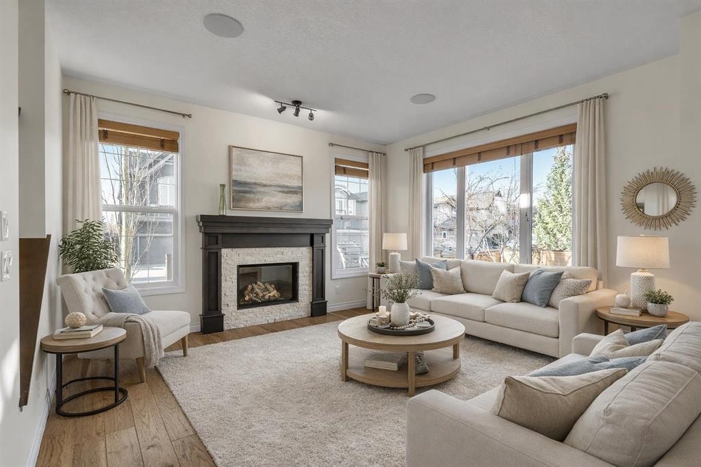 8 Legacy Terrace Se, Calgary, AB - Indoor Photo Showing Living Room With Fireplace