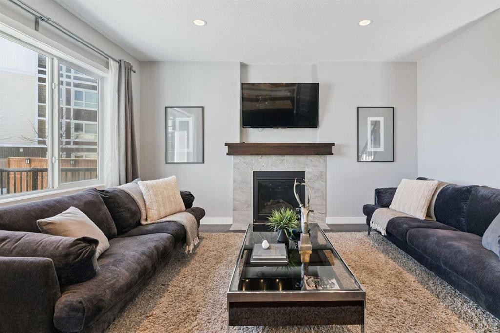 66 Skyview Ranch Crescent Ne, Calgary, AB - Indoor Photo Showing Living Room With Fireplace
