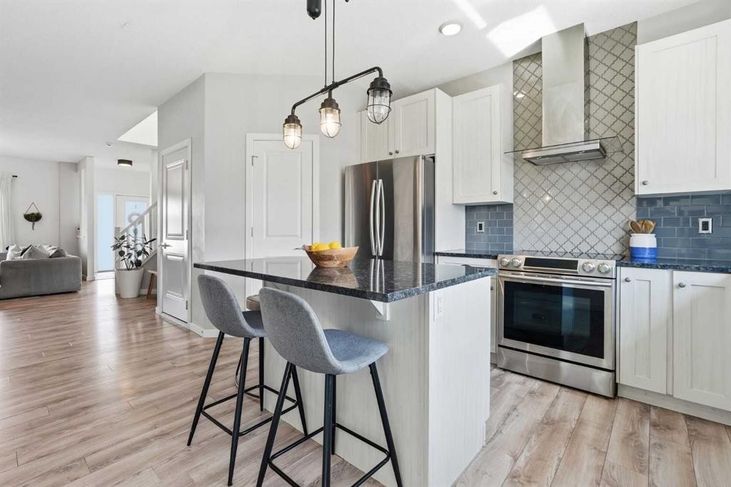 45 Copperpond Avenue Se, Calgary, AB - Indoor Photo Showing Kitchen With Stainless Steel Kitchen With Upgraded Kitchen