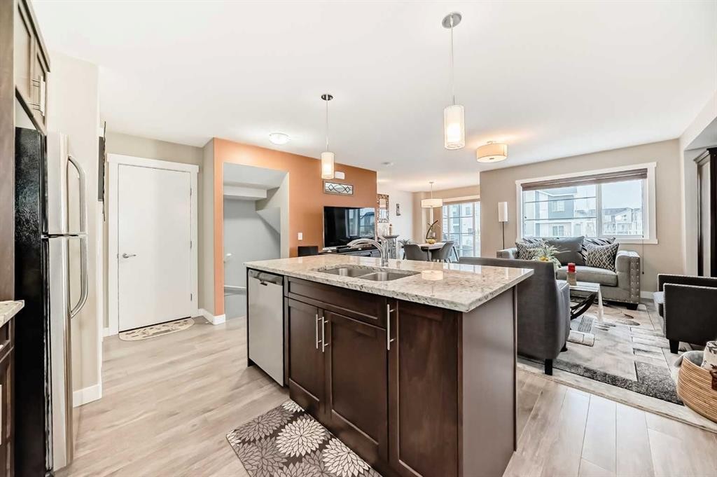 222 Redstone View Ne, Calgary, AB - Indoor Photo Showing Kitchen With Double Sink