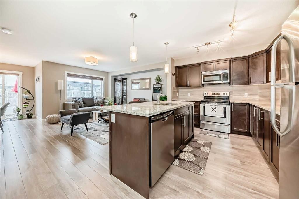 222 Redstone View Ne, Calgary, AB - Indoor Photo Showing Kitchen With Upgraded Kitchen