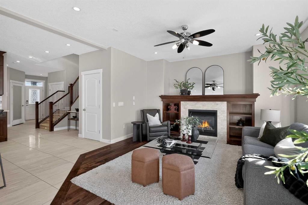 26 Sage Meadows Way Nw, Calgary, AB - Indoor Photo Showing Living Room With Fireplace