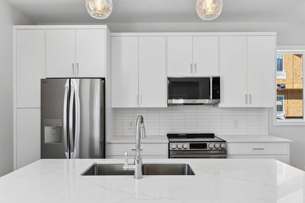 828-132 Red Embers Link Ne, Calgary, AB - Indoor Photo Showing Kitchen With Stainless Steel Kitchen With Upgraded Kitchen
