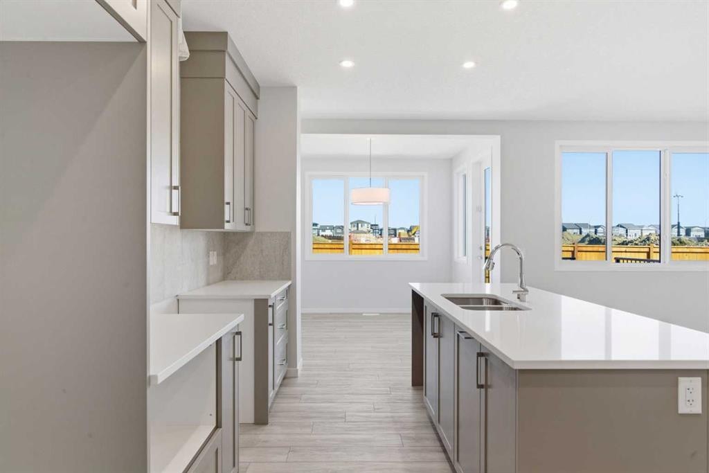 623 Buffaloberry Manor Se, Calgary, AB - Indoor Photo Showing Kitchen With Double Sink