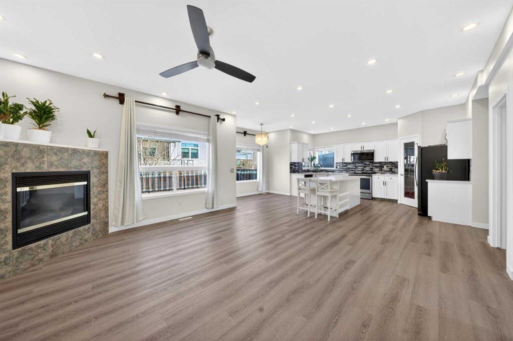 502 Panamount Boulevard Nw, Calgary, AB - Indoor With Fireplace