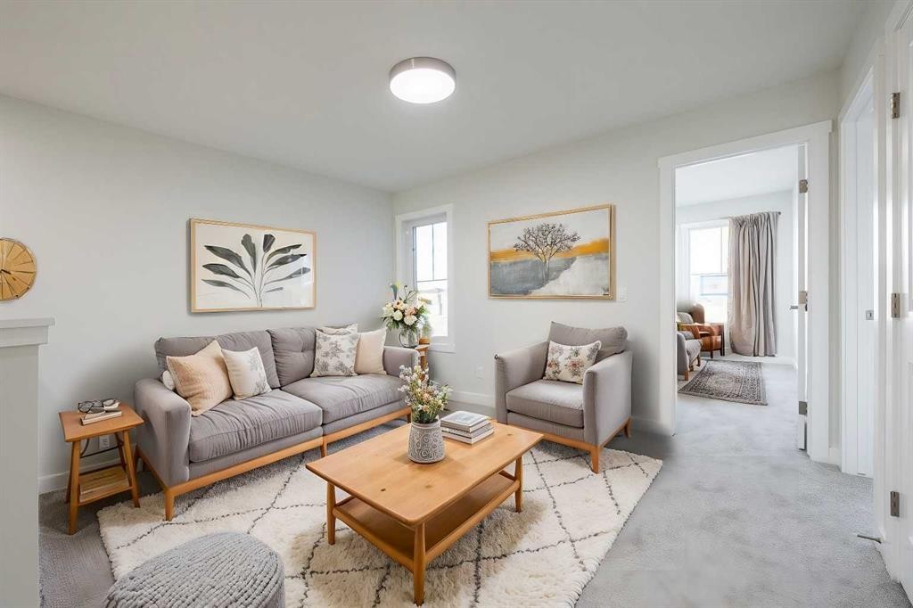 182 Sora Way Se, Calgary, AB - Indoor Photo Showing Living Room