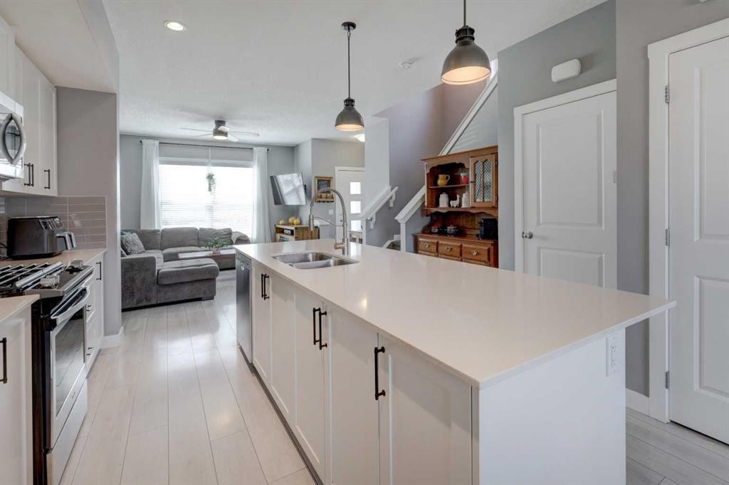 826 Cornerstone Boulevard Ne, Calgary, AB - Indoor Photo Showing Kitchen With Double Sink With Upgraded Kitchen