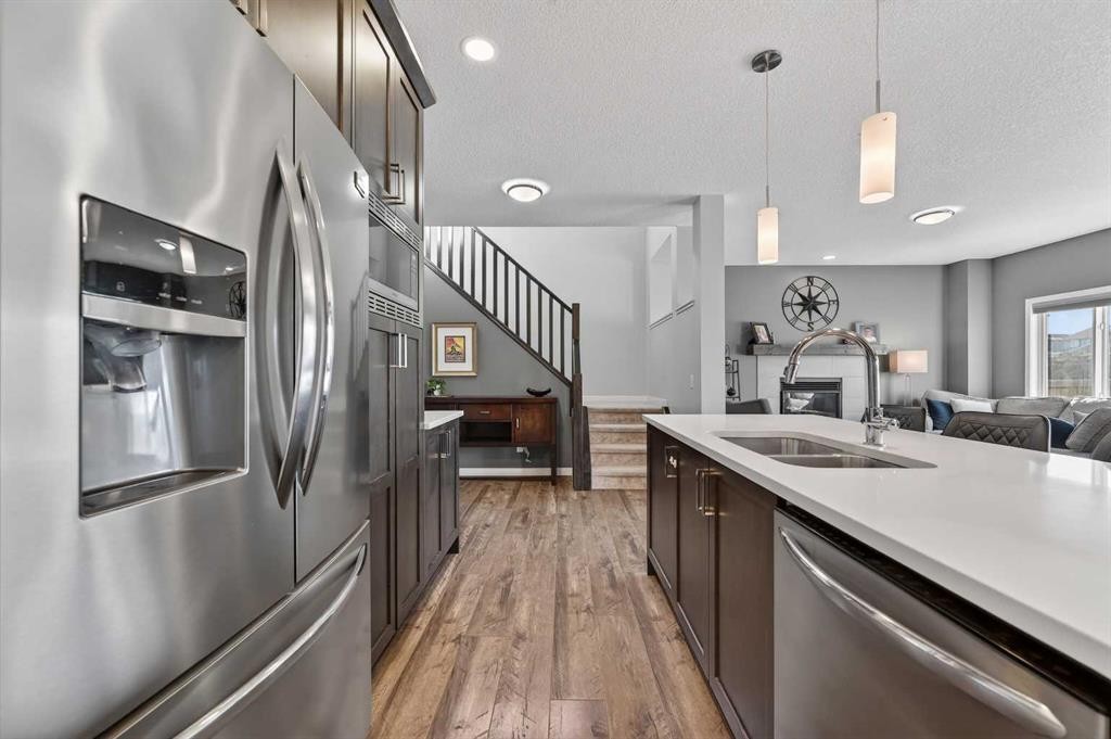 242 Mahogany Passage Se, Calgary, AB - Indoor Photo Showing Kitchen With Double Sink With Upgraded Kitchen