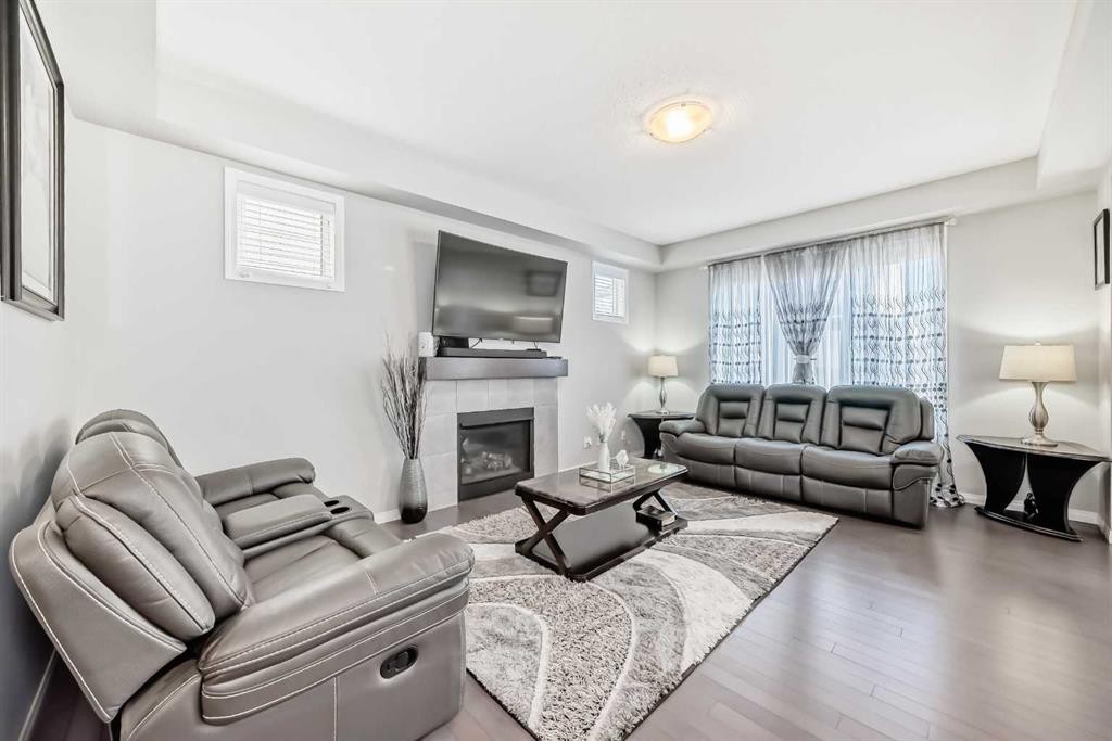 61 Cityscape View Ne, Calgary, AB - Indoor Photo Showing Living Room With Fireplace