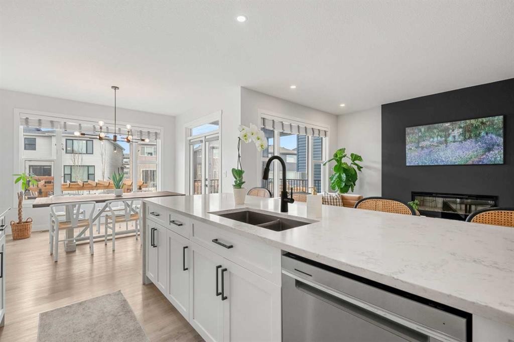 851 Seton Circle Se, Calgary, AB - Indoor Photo Showing Kitchen With Double Sink With Upgraded Kitchen