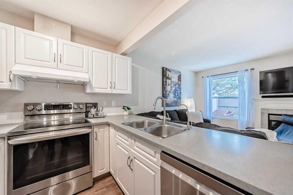 103 Everstone Place Sw, Calgary, AB - Indoor Photo Showing Kitchen With Double Sink