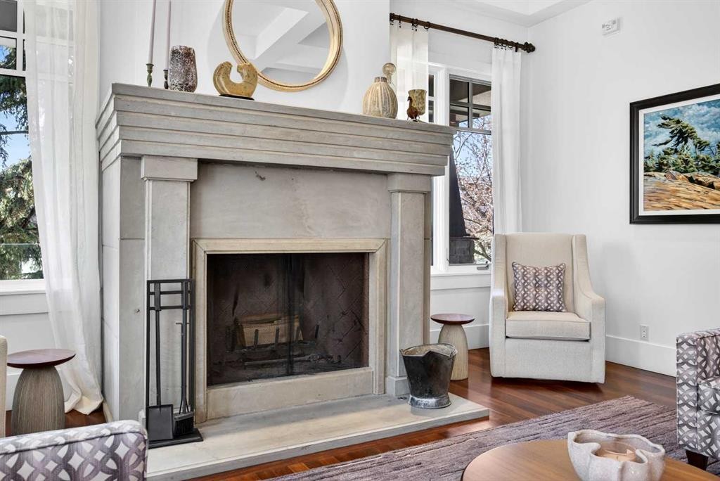 914 36 Avenue Sw, Calgary, AB - Indoor Photo Showing Living Room With Fireplace