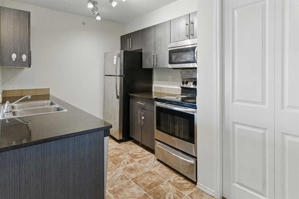 409-15 Saddlestone Way Ne, Calgary, AB - Indoor Photo Showing Kitchen With Double Sink