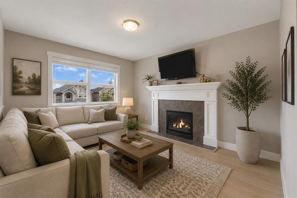 57 Sherwood Terrace Nw, Calgary, AB - Indoor Photo Showing Living Room With Fireplace