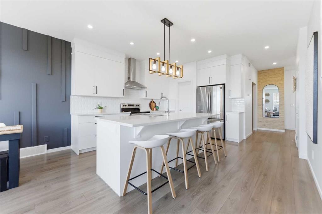 912 Seton Circle Se, Calgary, AB - Indoor Photo Showing Kitchen With Stainless Steel Kitchen With Upgraded Kitchen
