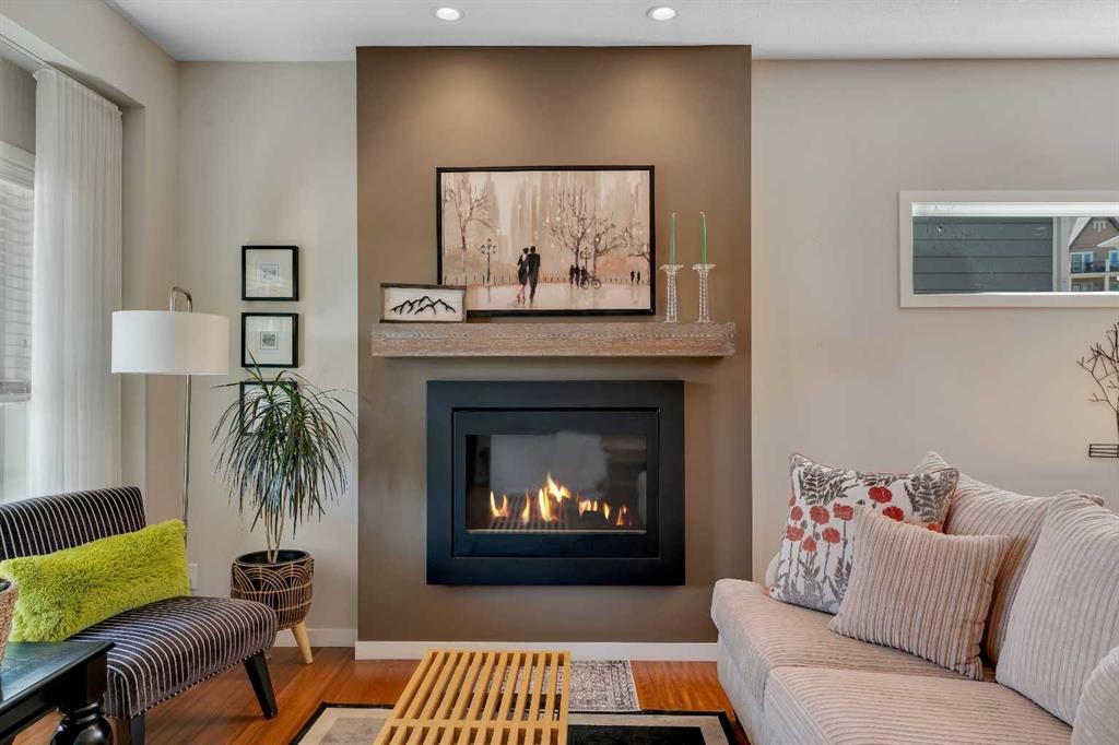 2280 Mahogany Boulevard Se, Calgary, AB - Indoor Photo Showing Living Room With Fireplace