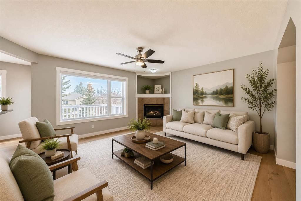 159 Citadel Peak Circle Nw, Calgary, AB - Indoor Photo Showing Living Room With Fireplace