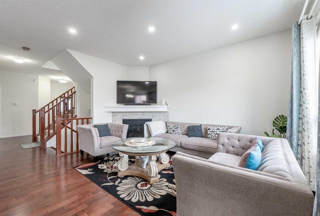 482 Skyview Ranch Way Ne, Calgary, AB - Indoor Photo Showing Living Room With Fireplace