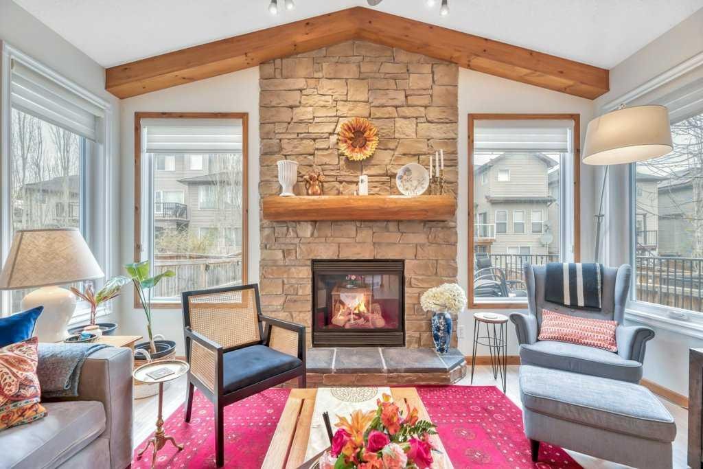 22 Kincora Heights Nw, Calgary, AB - Indoor Photo Showing Living Room With Fireplace