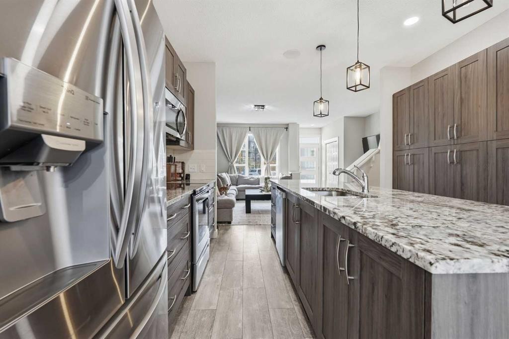 1071 Seton Circle Se, Calgary, AB - Indoor Photo Showing Kitchen With Upgraded Kitchen
