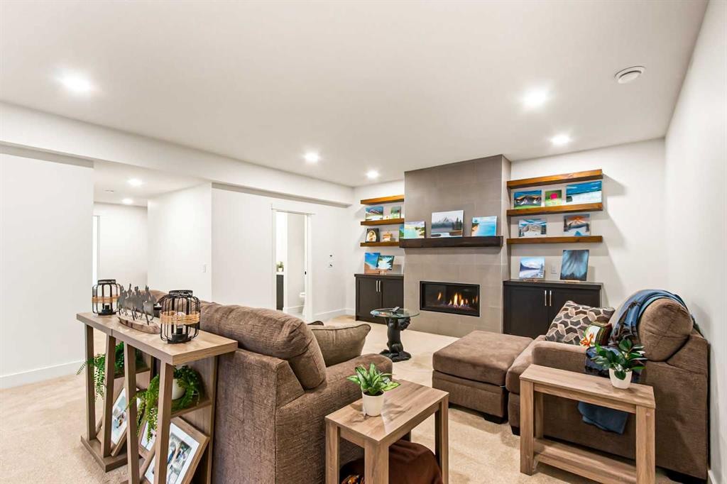 40 Viceroy Crescent, Olds, AB - Indoor Photo Showing Living Room With Fireplace