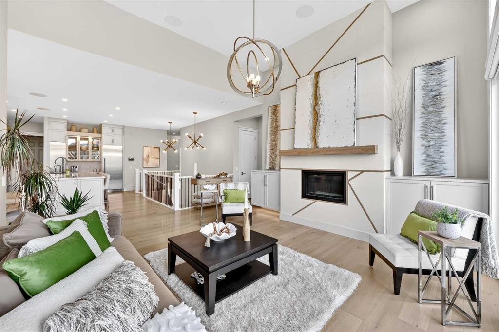 45 Cranbrook Rise Se, Calgary, AB - Indoor Photo Showing Living Room With Fireplace