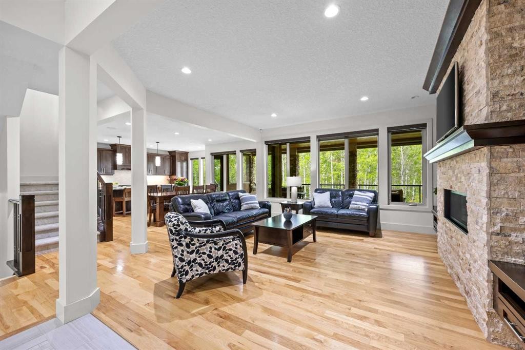 89 Evergreen Mount Sw, Calgary, AB - Indoor With Fireplace