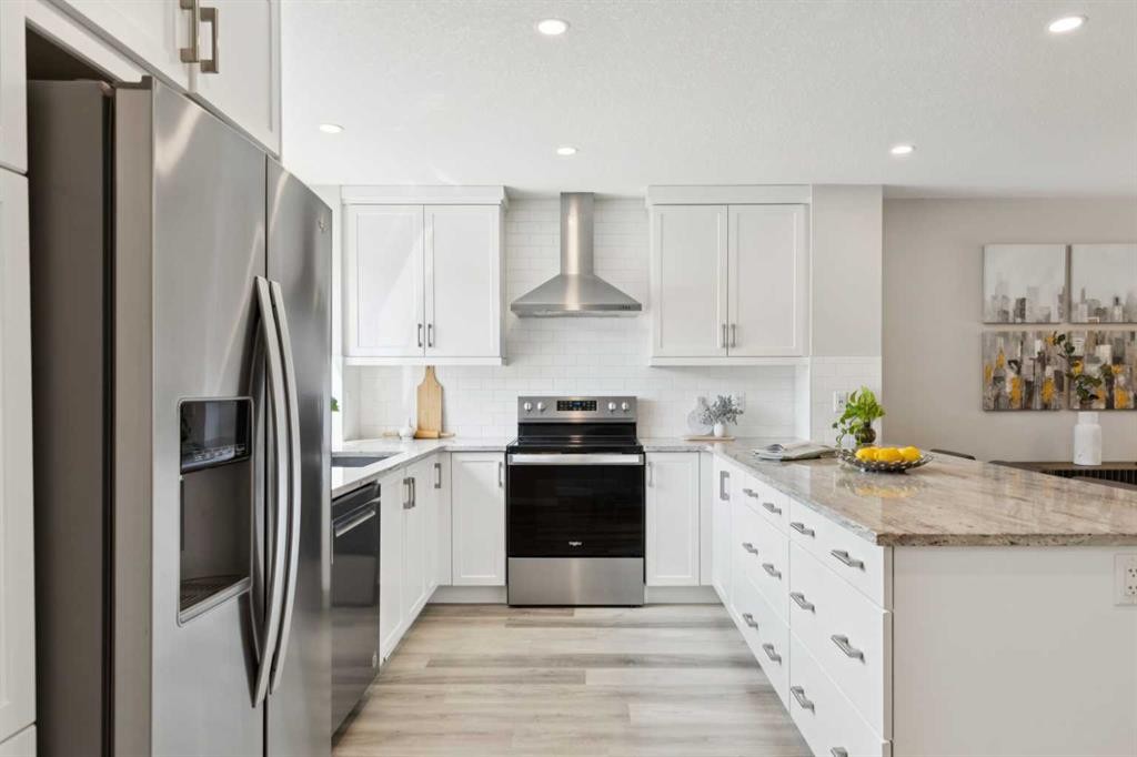 303 Masters Row Se, Calgary, AB - Indoor Photo Showing Kitchen With Upgraded Kitchen