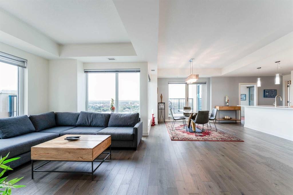 3402-930 6 Avenue Sw, Calgary, AB - Indoor Photo Showing Living Room