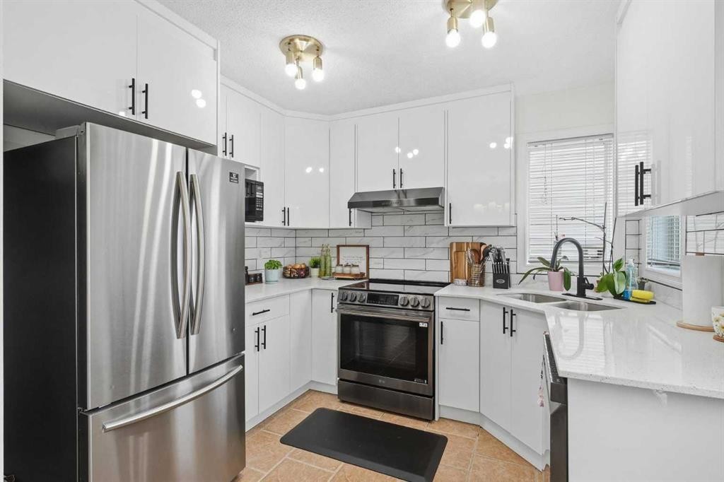 59 Taravista Street Ne, Calgary, AB - Indoor Photo Showing Kitchen With Double Sink With Upgraded Kitchen