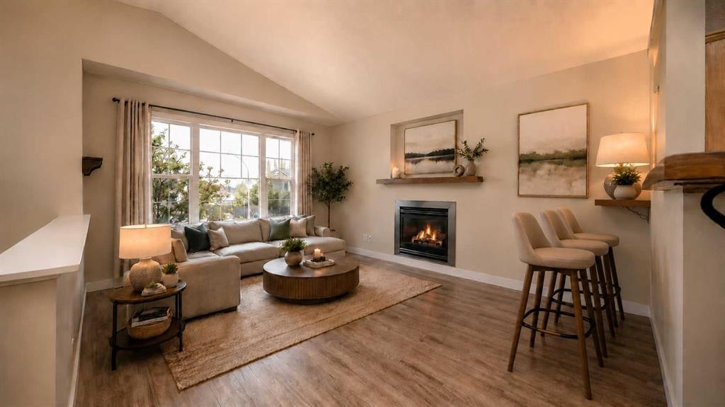367 Copperfield Heights Se, Calgary, AB - Indoor Photo Showing Living Room With Fireplace