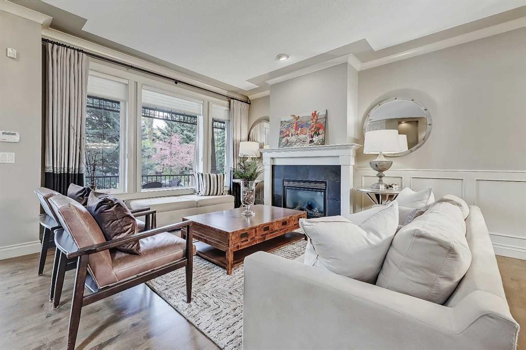 3629 1A Street Sw, Calgary, AB - Indoor Photo Showing Living Room With Fireplace