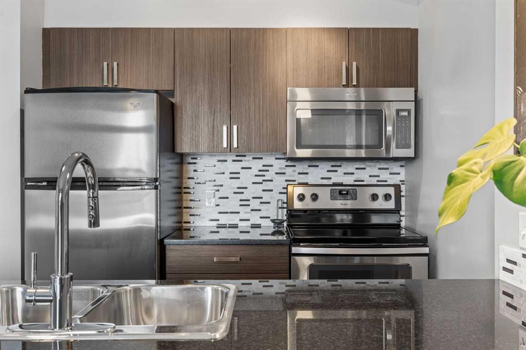 414-117 Copperpond Common, Calgary, AB - Indoor Photo Showing Kitchen With Stainless Steel Kitchen With Double Sink With Upgraded Kitchen