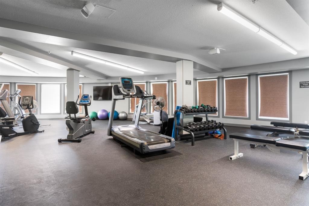 206-30 Cranfield Link Se, Calgary, AB - Indoor Photo Showing Gym Room