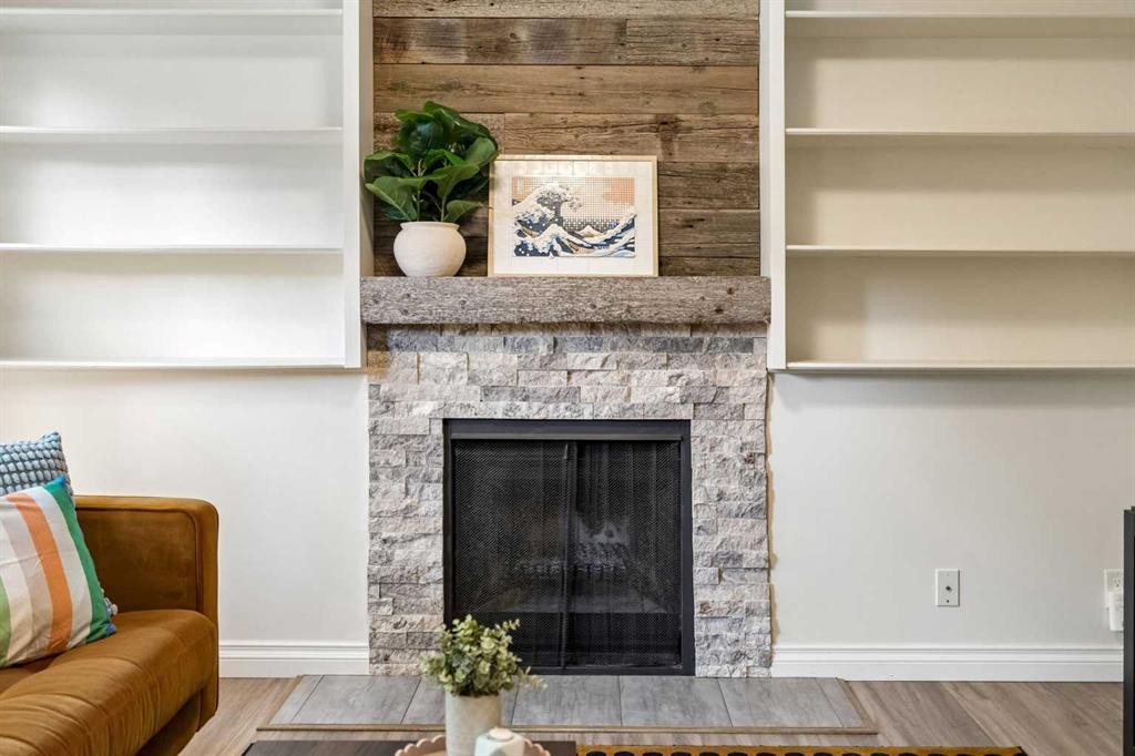 1840 33 Avenue Sw, Calgary, AB - Indoor Photo Showing Living Room With Fireplace