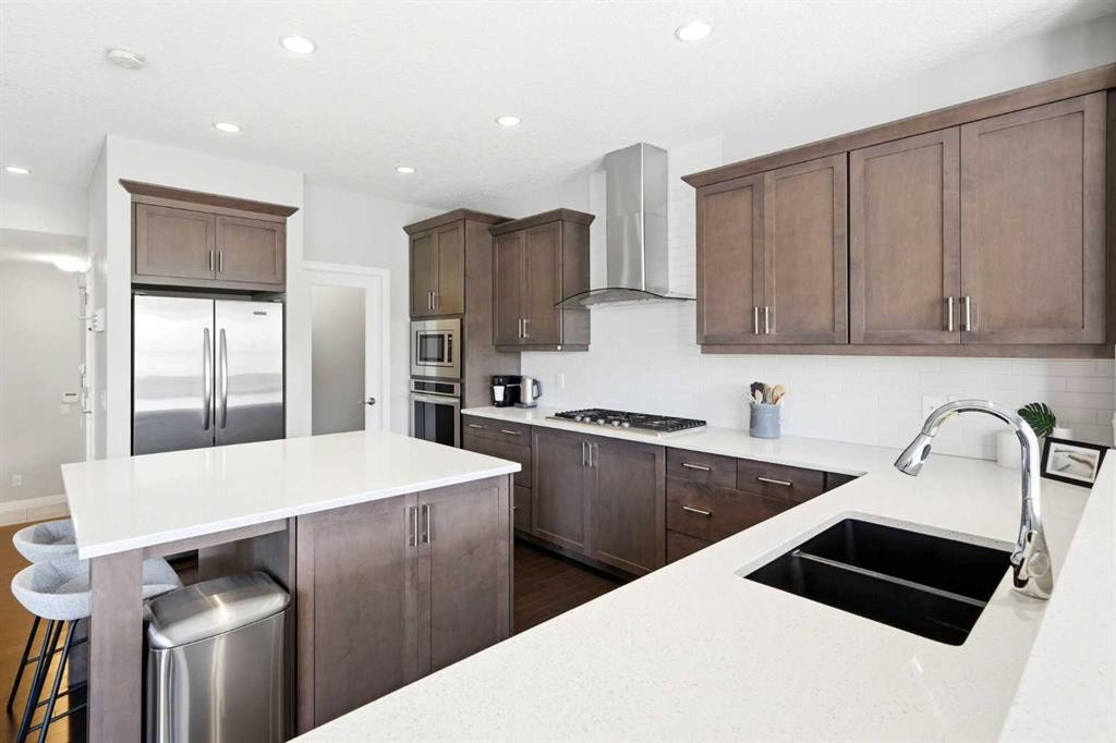 236 Auburn Springs Close Se, Calgary, AB - Indoor Photo Showing Kitchen With Double Sink With Upgraded Kitchen