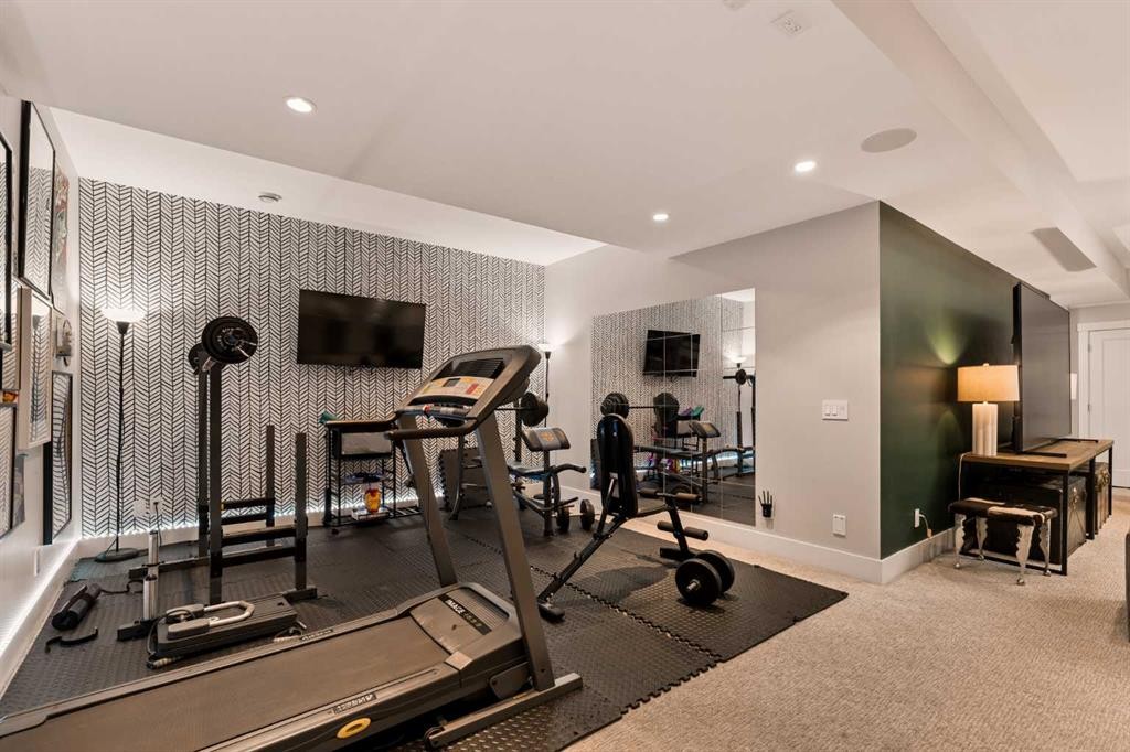 14 Silverhorn Park, Rural Rocky View County, AB - Indoor Photo Showing Gym Room