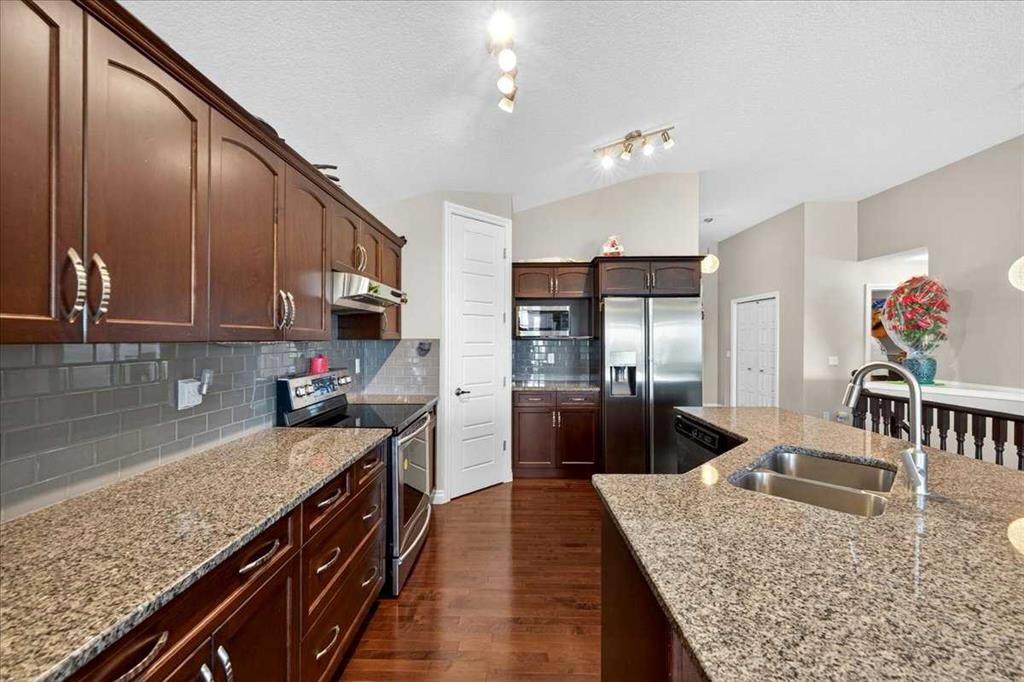 248 Rainbow Falls Way, Chestermere, AB - Indoor Photo Showing Kitchen With Double Sink With Upgraded Kitchen