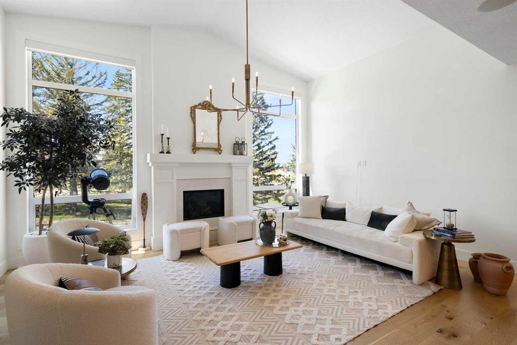 13 Shawnee Heath Sw, Calgary, AB - Indoor Photo Showing Living Room With Fireplace