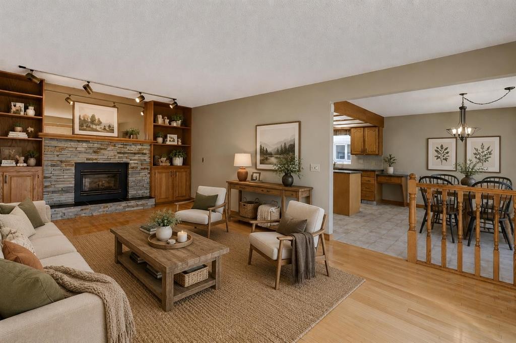 2328 Munro Drive Ne, Calgary, AB - Indoor Photo Showing Living Room With Fireplace