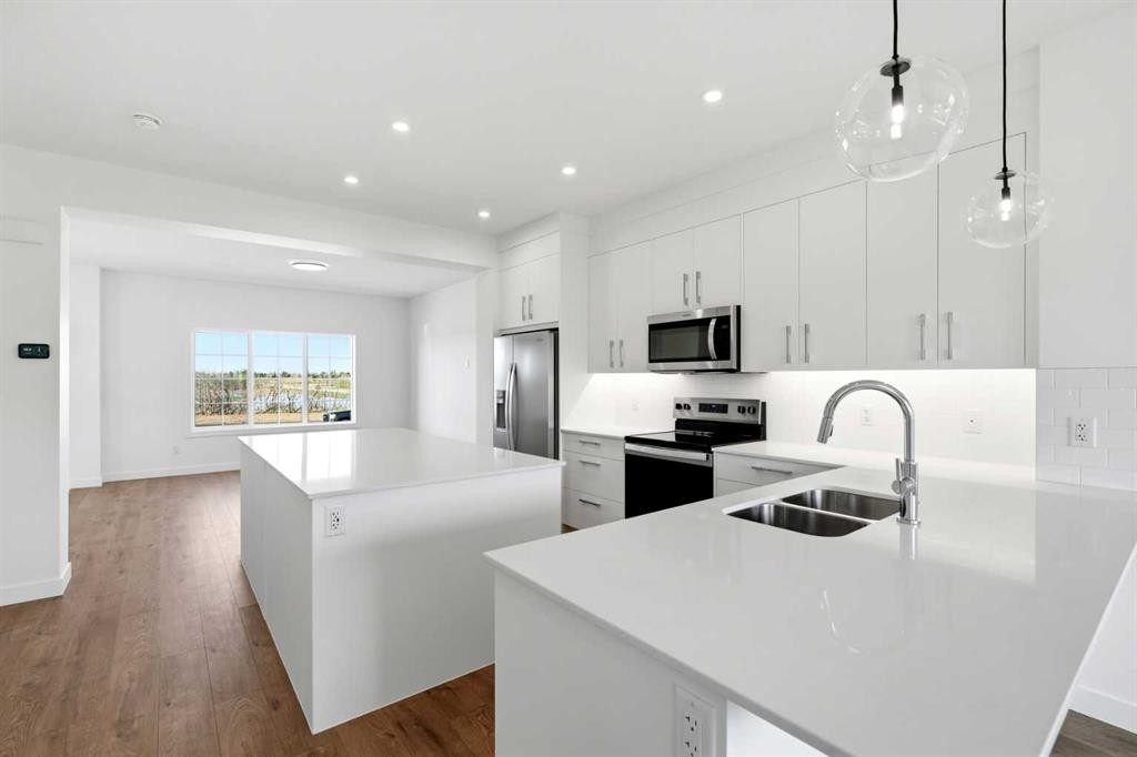 9993 Huxbury Drive Ne, Calgary, AB - Indoor Photo Showing Kitchen With Stainless Steel Kitchen With Double Sink With Upgraded Kitchen