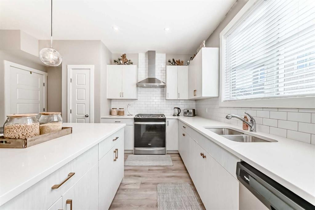 410 Cranbrook Walk Se, Calgary, AB - Indoor Photo Showing Kitchen With Double Sink With Upgraded Kitchen