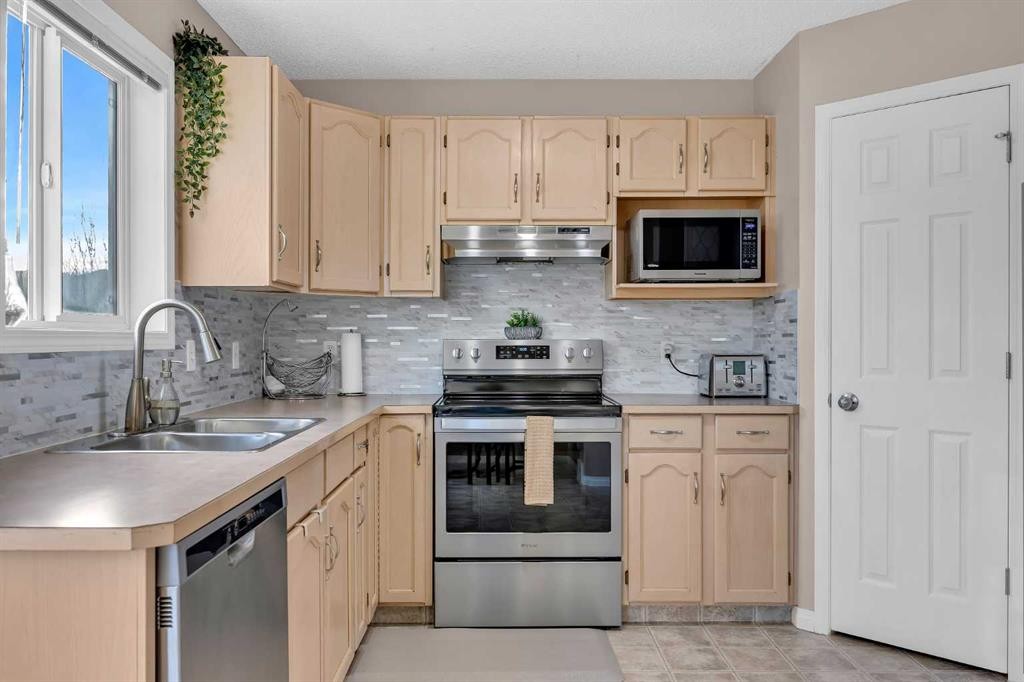 26 Saddlemead Close Ne, Calgary, AB - Indoor Photo Showing Kitchen With Double Sink