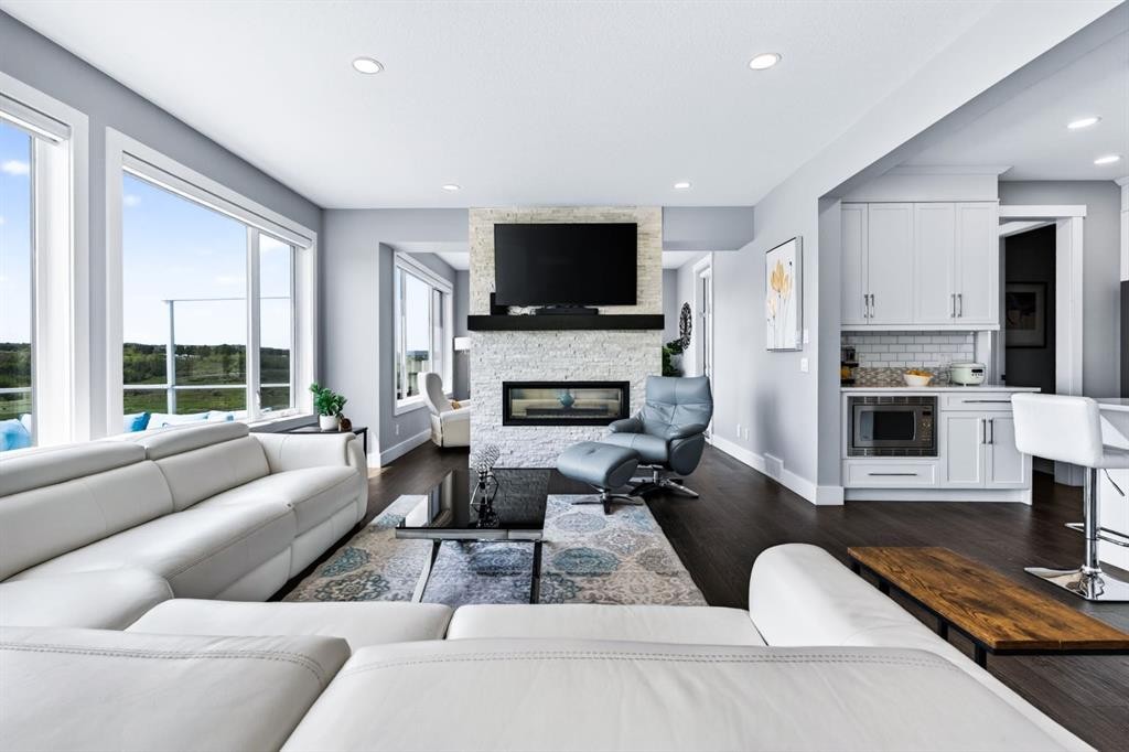 219 Legacy Mount Se, Calgary, AB - Indoor Photo Showing Living Room With Fireplace