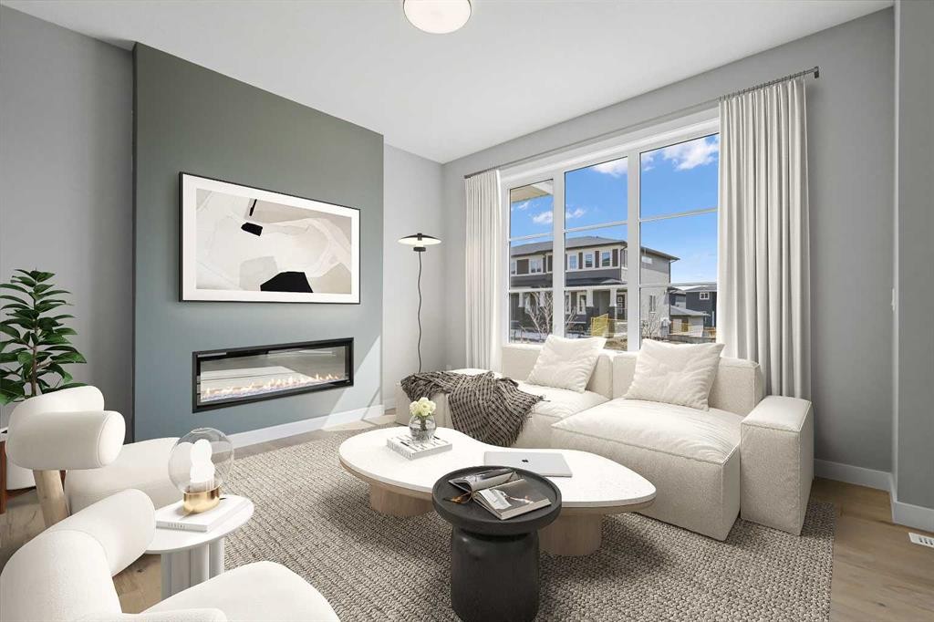 408 Waterford Boulevard, Chestermere, AB - Indoor Photo Showing Living Room With Fireplace