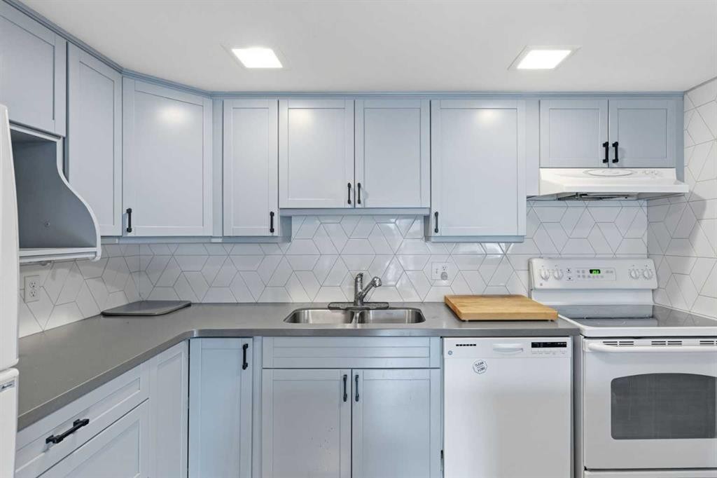 57-2225 Oakmoor Drive Sw, Calgary, AB - Indoor Photo Showing Kitchen With Double Sink