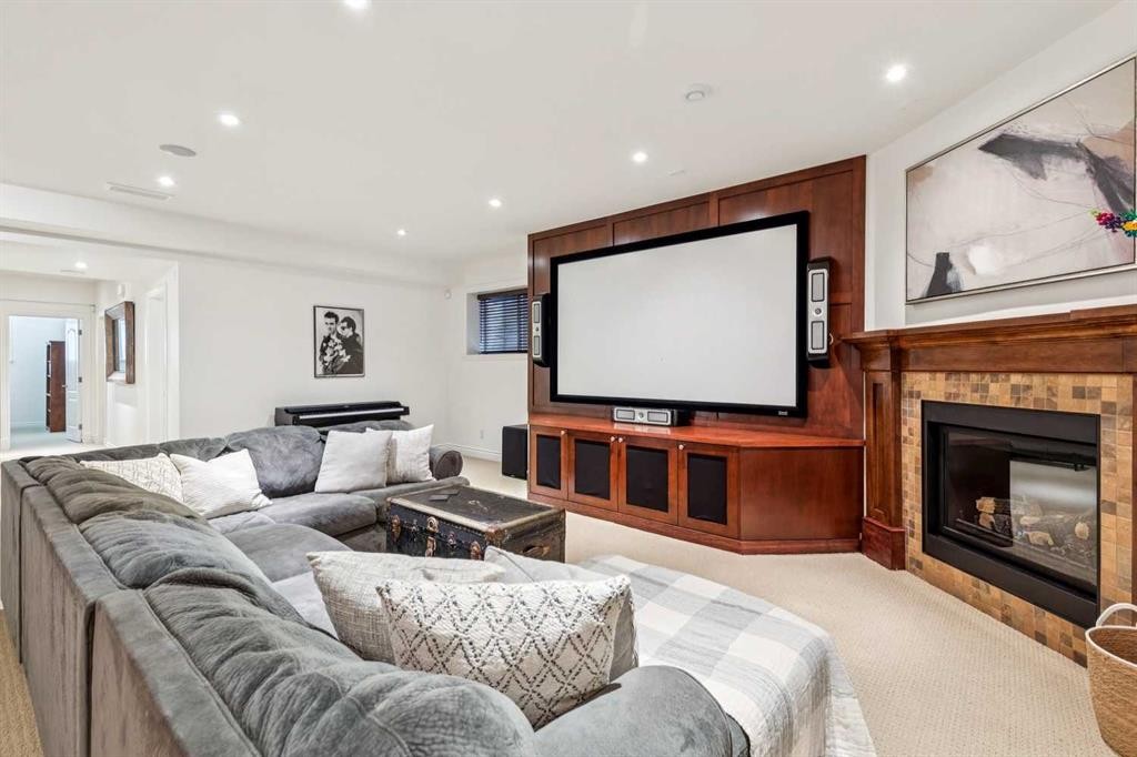 2228 Broadview Road Nw, Calgary, AB - Indoor Photo Showing Other Room With Fireplace
