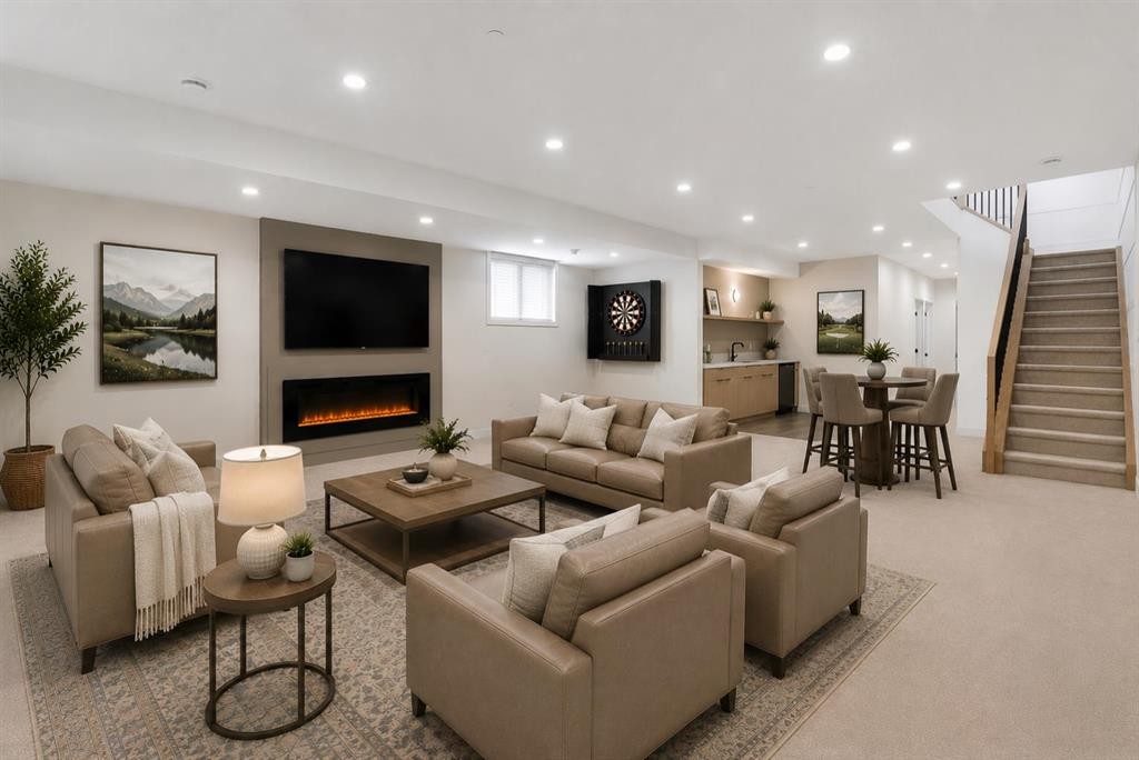 24 St Andrews Close, Lyalta, AB - Indoor Photo Showing Living Room With Fireplace