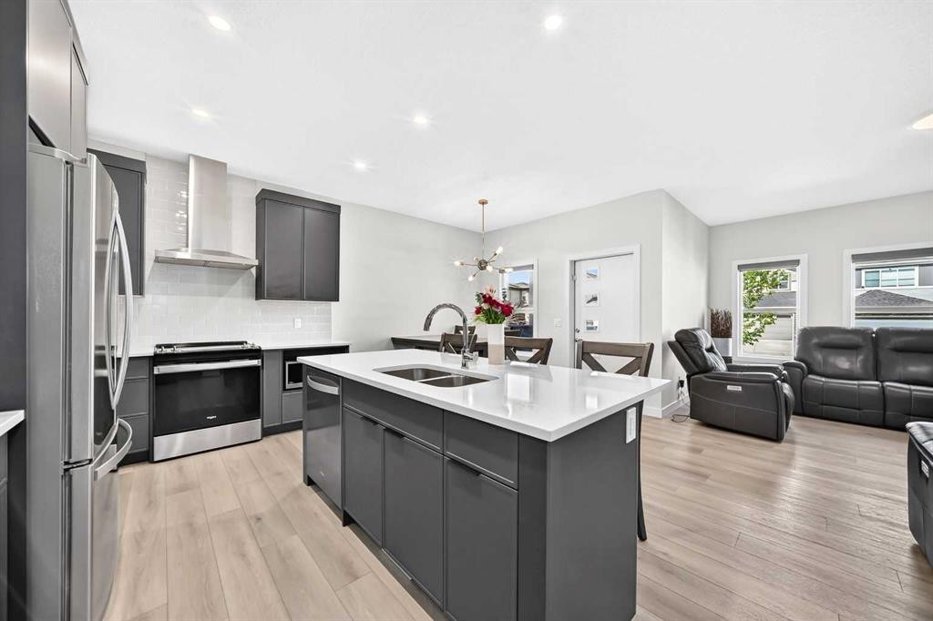 27 Belvedere Point Se, Calgary, AB - Indoor Photo Showing Kitchen With Double Sink With Upgraded Kitchen